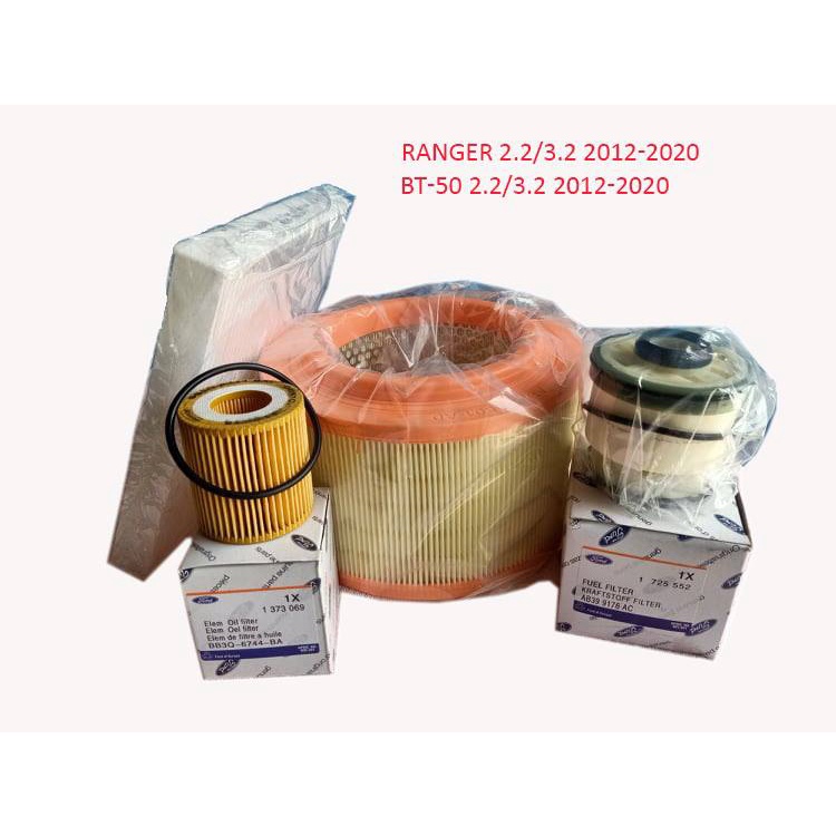 Filter set ford ranger 2.2/3.2 T6-T7 2012-2021 and BT-50 2.2/3.2 2012 ...