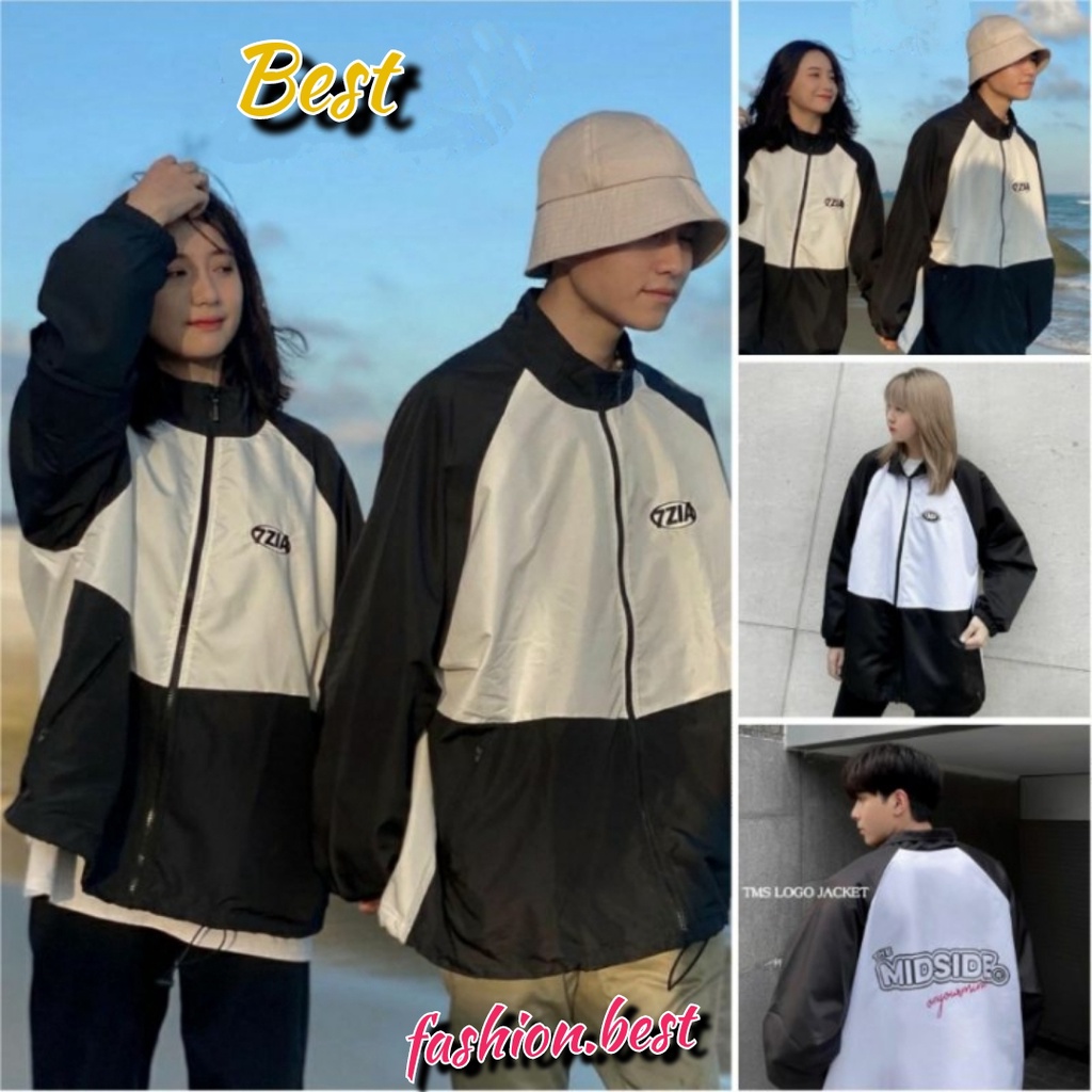 Jacket Parachute TMS LOGO MIDSIDE Unisex Ulzzang Wide Form Bomber ...