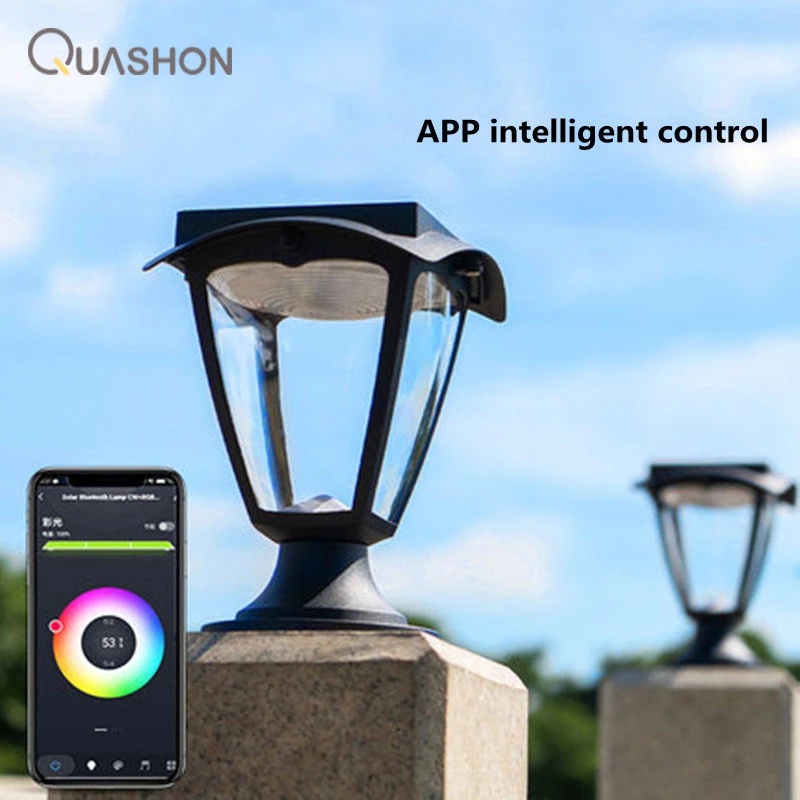 Smart APP Control Solar LED Light Outdoor Pillar Lights Column Head Lamps Decorative Home Gate