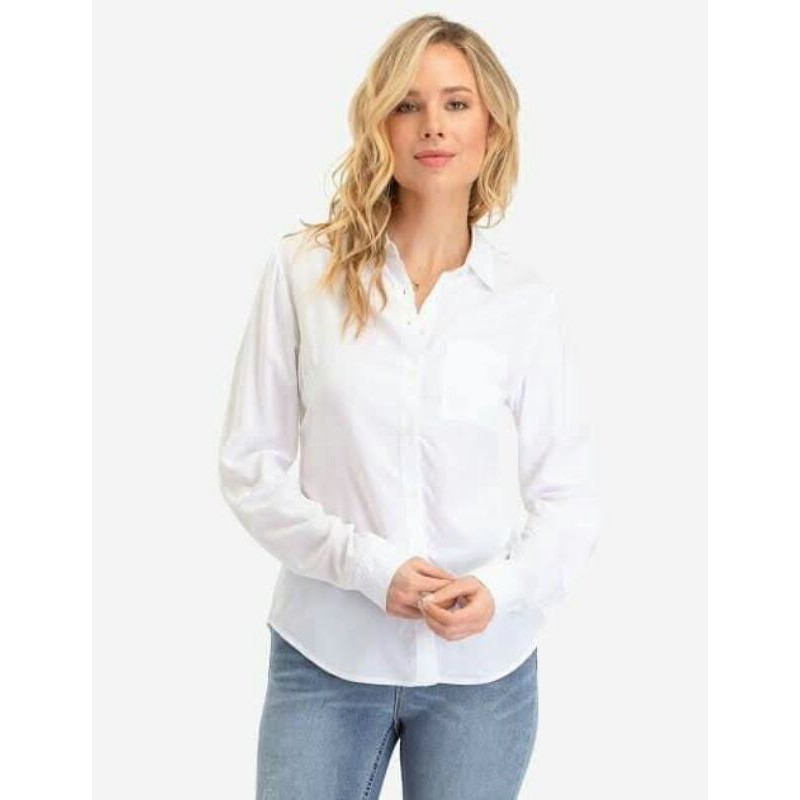 Women's plain white Long sleeve Polo - Botton Down | Shopee Philippines