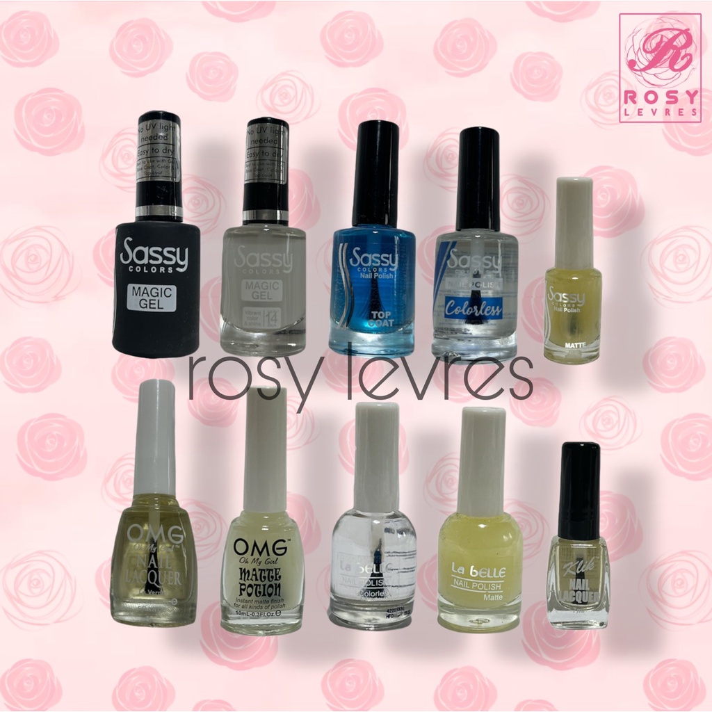 Top Coat , Base Coat , Bonder Colorless Matte Nail Polish OMG ,Sassy