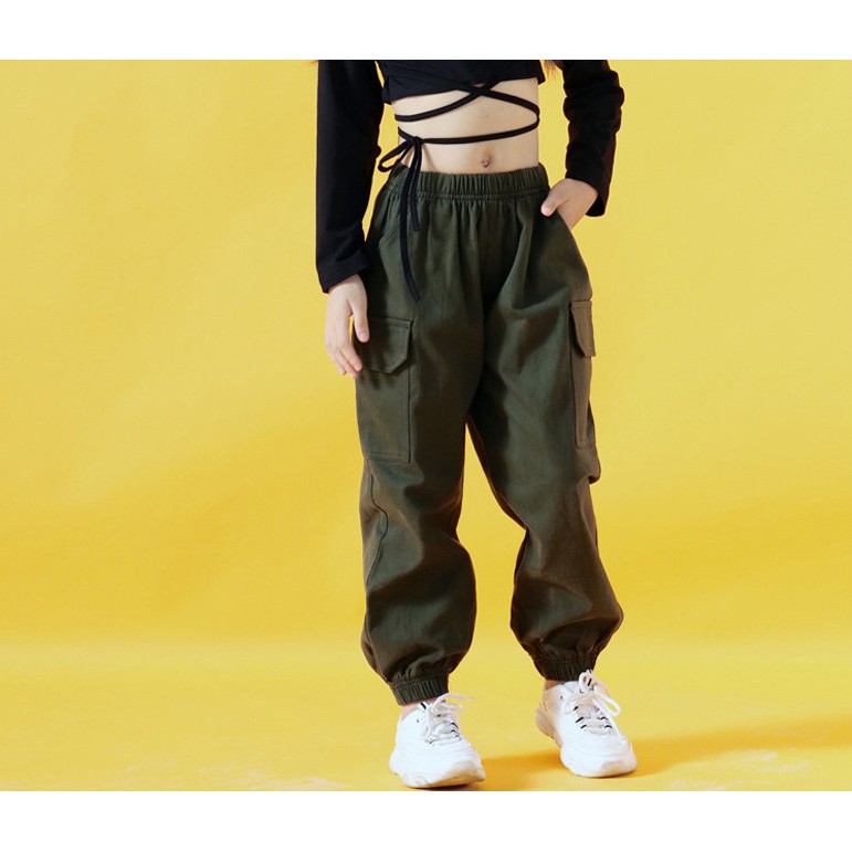 Lolanta Kids Girls Black Crop Top T-Shirt Jogger Pants Set Hip Hop ...
