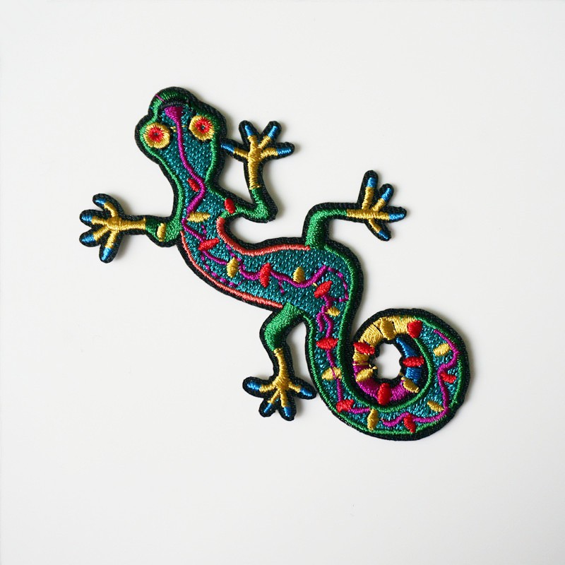 Embroidery Gecko Lizard Sew Iron On Patch Badge Bag Hat Jeans Applique