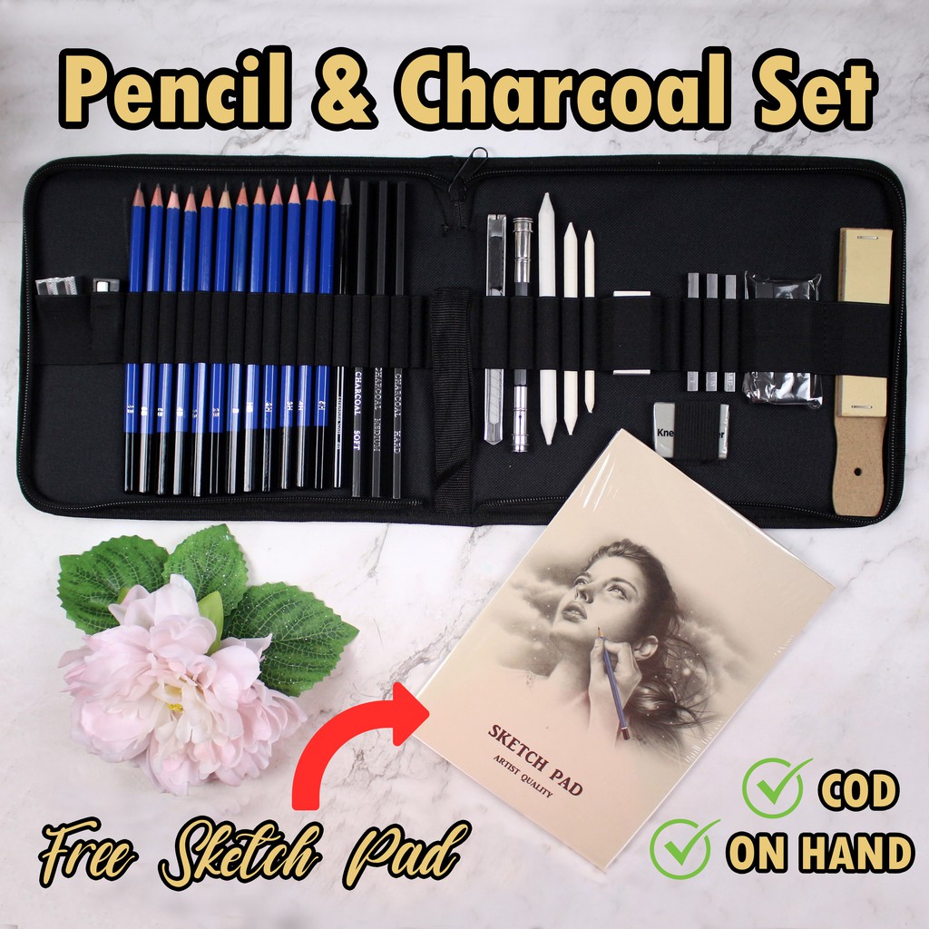 (ORIGINAL) Pencil & Charcoal Sketch Set with Sketch Pad for Drawing and