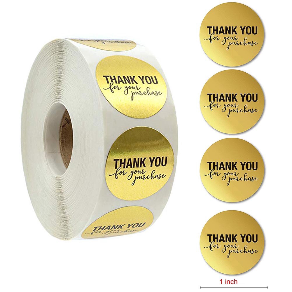 500pcs/roll Golden Thank You Stickers Round Seal Label Package | Shopee ...