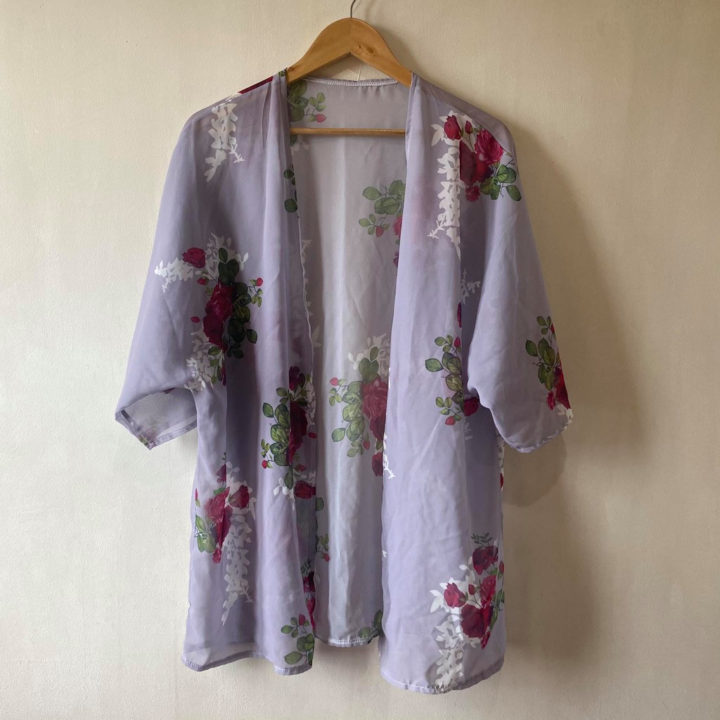 Floral silk cardigan sale