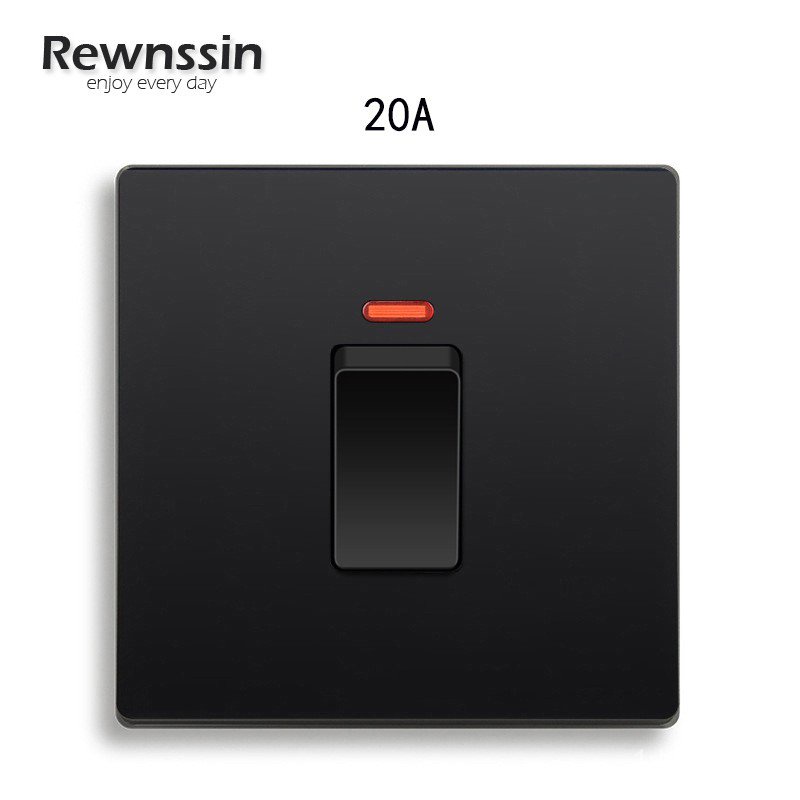 Rewnssin Water Heater Wall Switch 20A 45A Heated Switch Black High Power Switch Home Aircon Dp