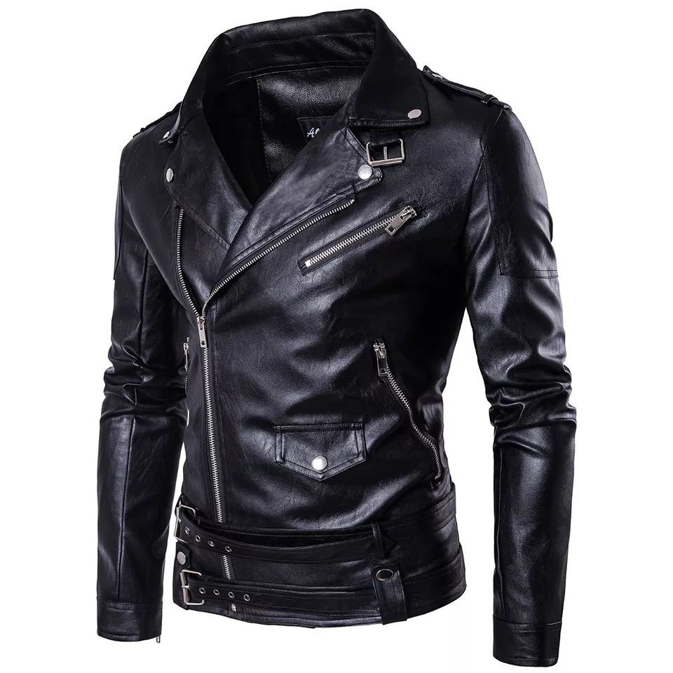 PRIA Men's Rock And Roll Buckle Jacket LD.079 Semi Leather Jacket ...