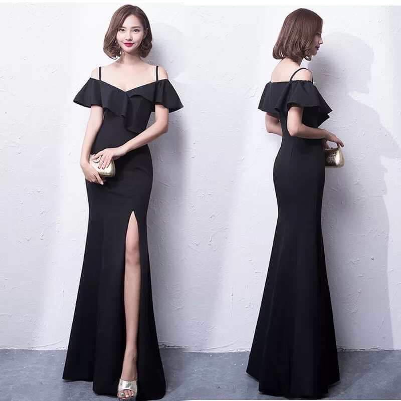 #2206 Plus size Casual Formal Lace Long Dress Gown with Premium high  quality 3/4 shoulder design