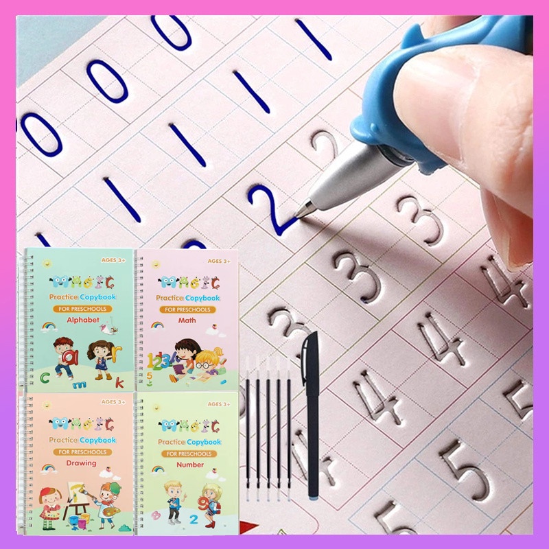 MAGIC Copybook ️4 in 1 Practice Book Reusable Learning Copybook Writing ...