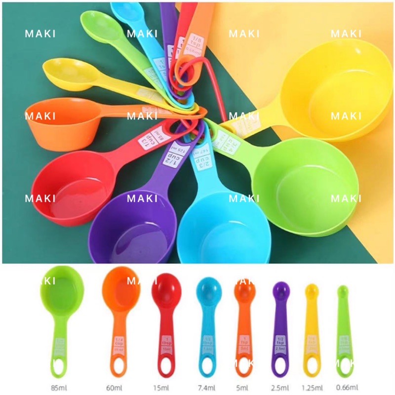 12pcs Plastic Measuring Cups And Spoons Set With Scale, Colored Kitchen  Baking Tools For Coffee, Milk Powder