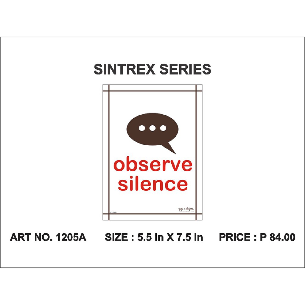 Jay C Designs Signage Observe Silence Sign 1205 Shopee Philippines 0625