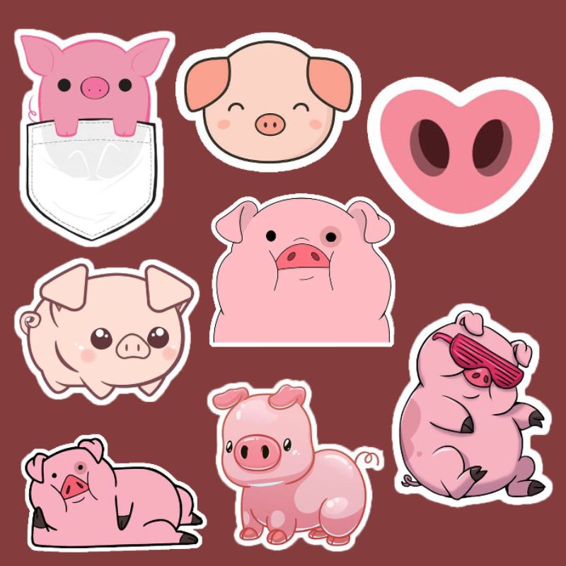 Cute Pig Stickers High Quality Vinyl Sticker Glossy Smudgeproof Piglet ...