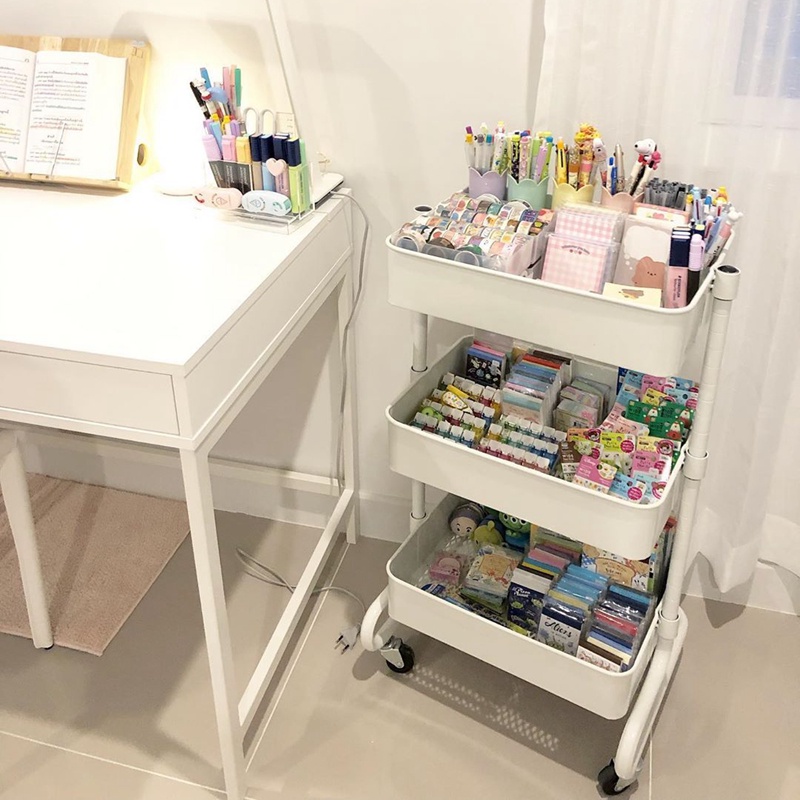 ♠┅*YAYA Studio* Korea ins simple white cart rack girl mask storage box