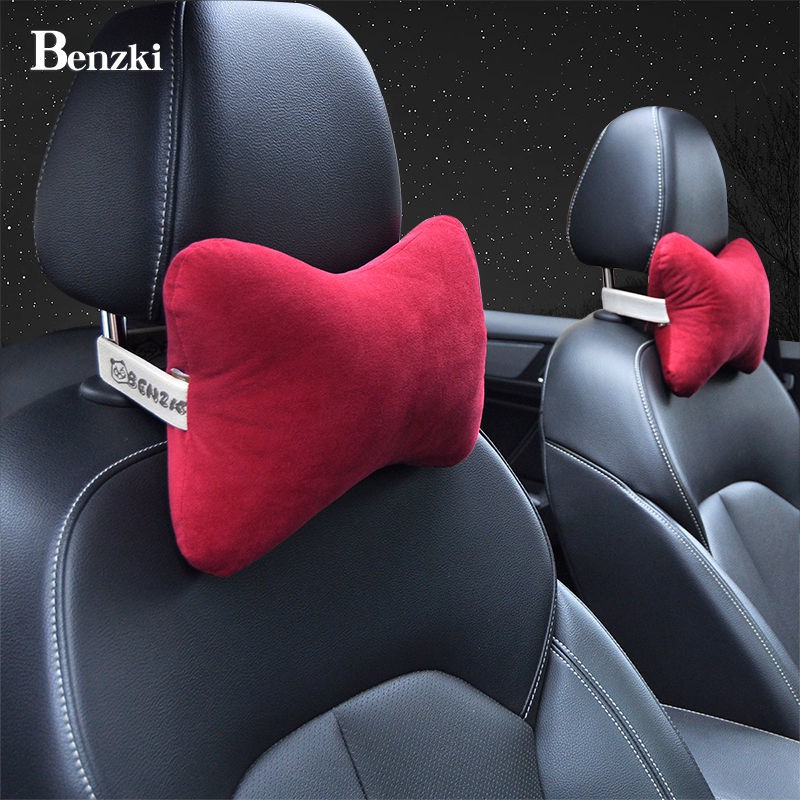 Car headrest crystal velvet soft suede car neck pillow bone type car pillow  universal one pair of re