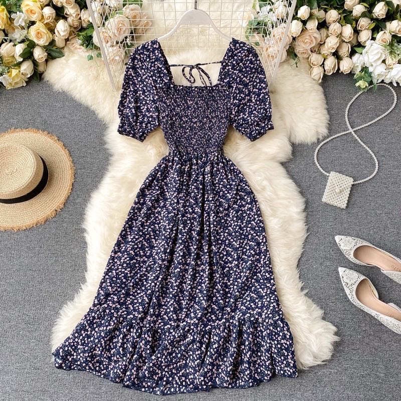 Korean Smocked Maxi Dress 7colors #16 | Shopee Philippines
