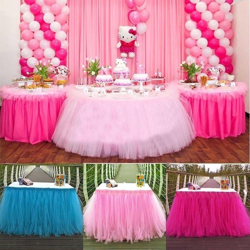 Pink tulle table outlet skirt diy