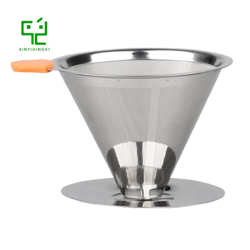Reusable Coffee Filter Stainless Steel Holder Metal Mesh Funnel Baskets