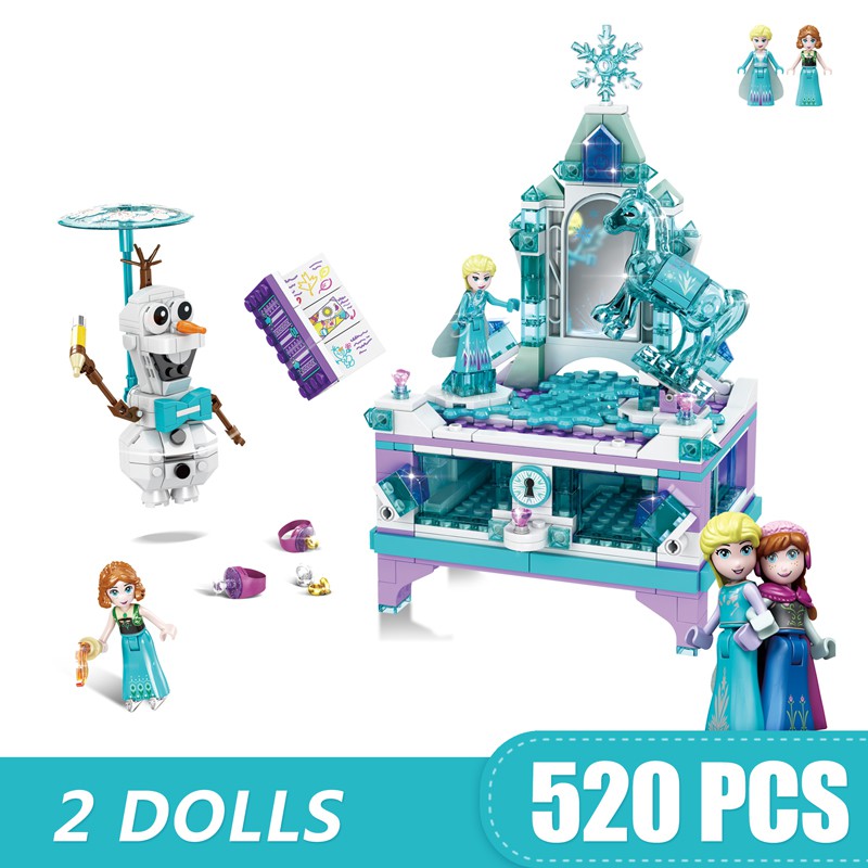 520PCS Building Blocks Bricks Compatible Lego Princess Elsa Jewelry Box ...