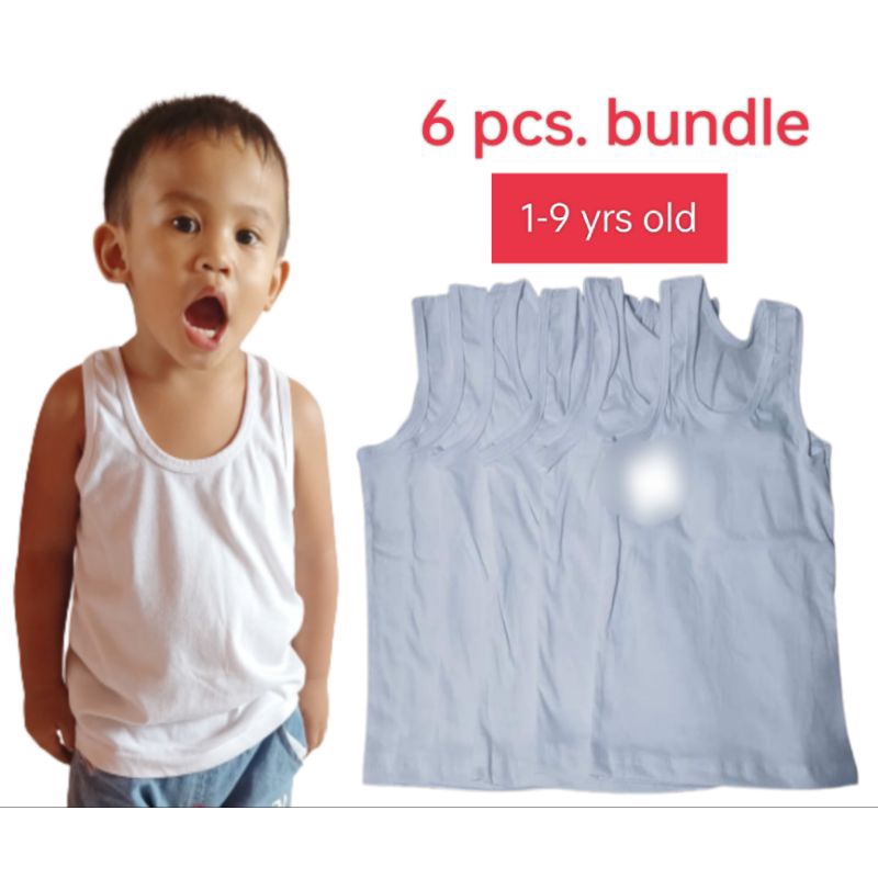 6 pcs. bundle Plain white Sando kids boys 1-9 yrs old | Shopee Philippines