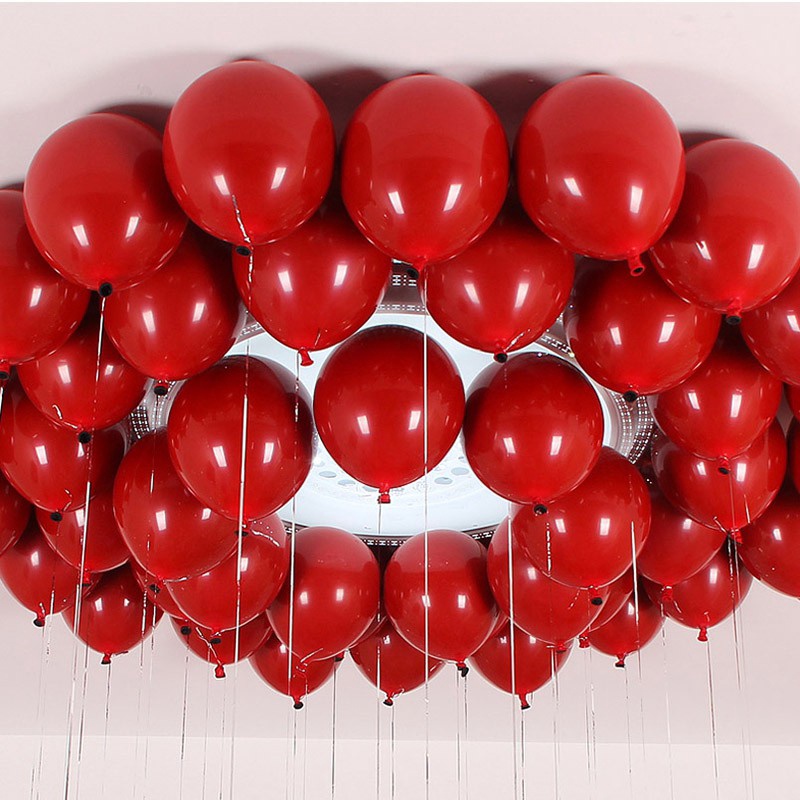10inch ruby red color latex balloons red heart / Round helium ballon ...