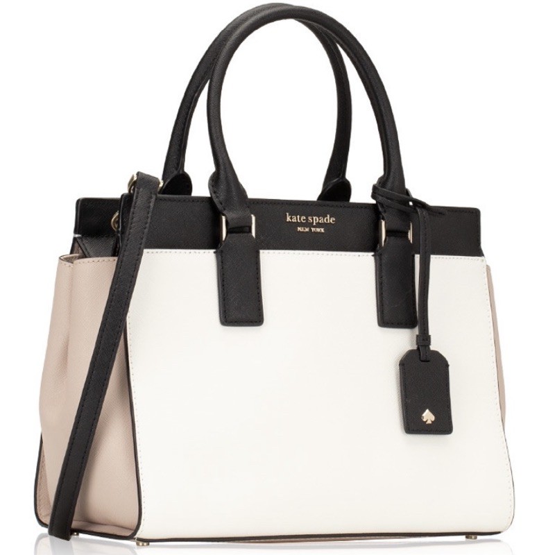 Kate spade black and white satchel sale