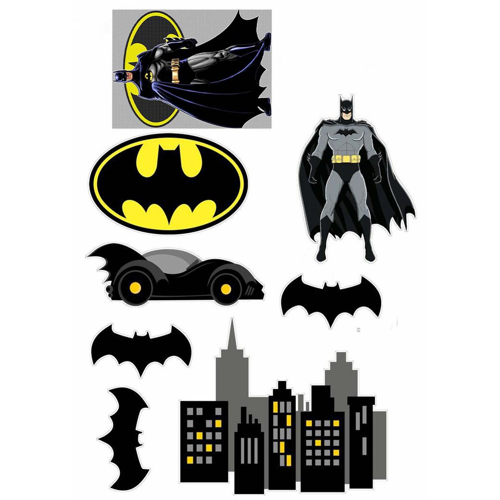 Cake Topper Cupcake Batman Themed Toppers Gotham Design Printed Paper ...