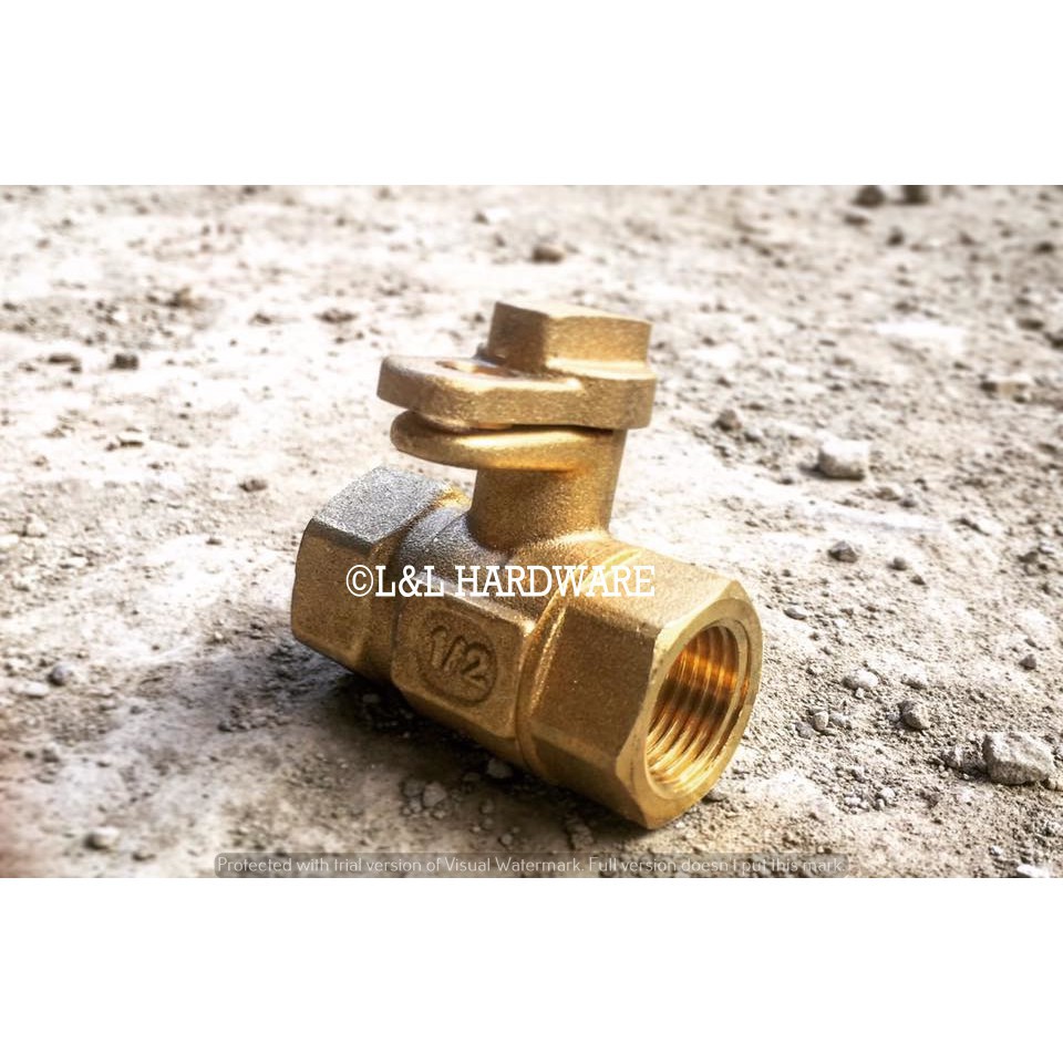lock 1204 Ball Valve with Lock wing 1/2 Brass LD for Water Meter Copper
