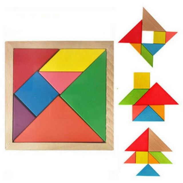 MENTAL DEVELOPMENT TANGRAM WOODEN JIGSAW PUZZLE EDUCATIONAL MW TOYS ...