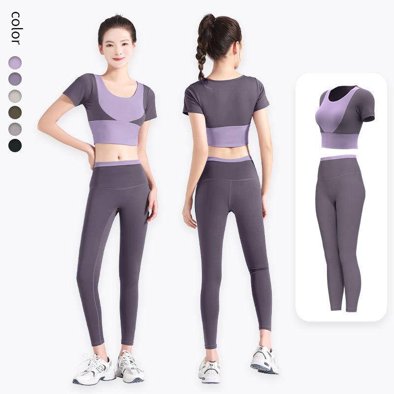 Sport Top+Pants Set】Detachable Padded Sport Yoga Shirt Sports