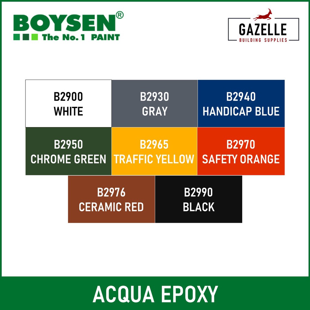 Boysen Acqua Epoxy - 4L w/ Curing Agent 8 Colors White / Gray / Blue ...