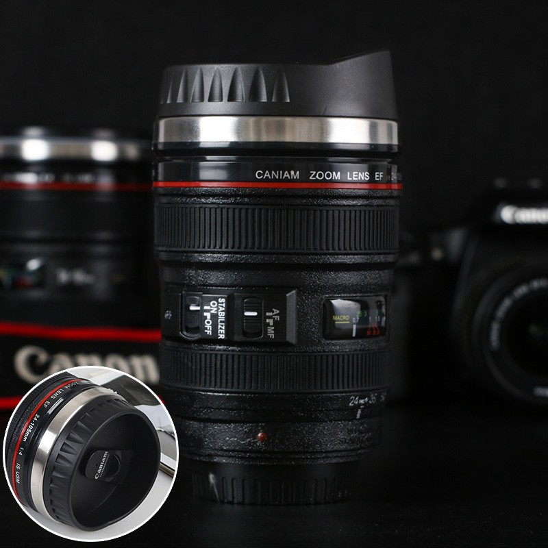 Stainless Steel Vacuum Flask Camera Lens Water Bottle Travel Thermos