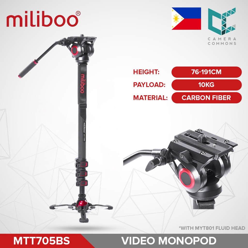 Miliboo MTT705BS Professional Carbon Fiber Video Monopod with MYT801 ...