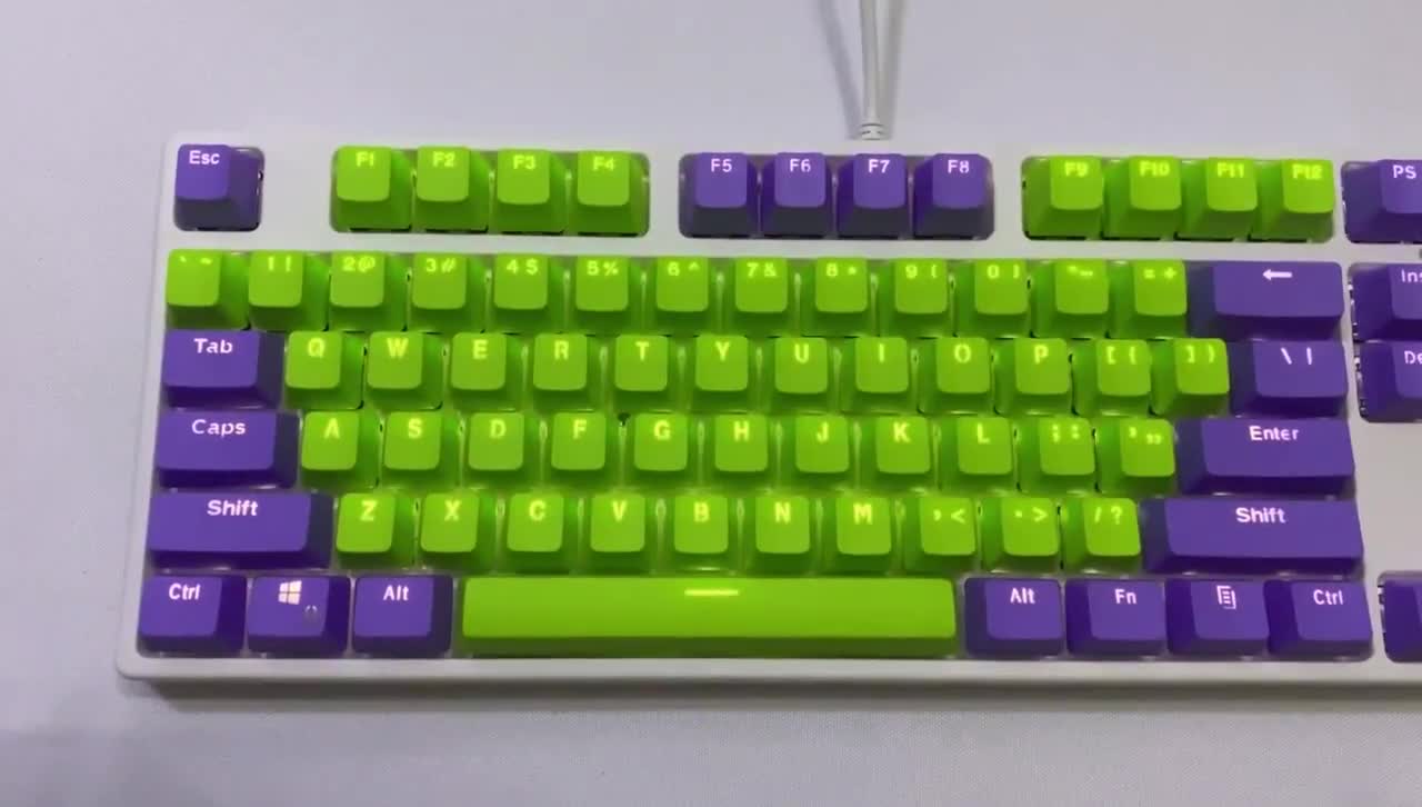 Purple fluorescent green Keycaps 87 key PBT Keys Keycaps Mechanical ...