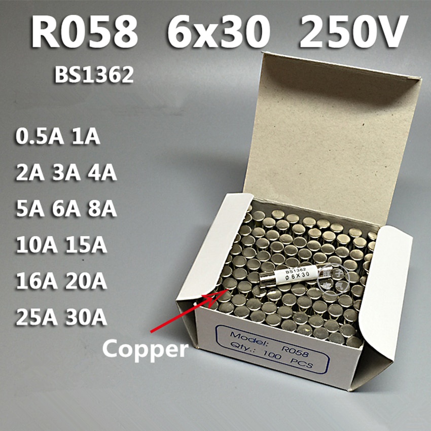 10Pcs RO58 6*30mm Fast blow Ceramic Fuse 6x30 Fuse 250V 0.5A 1A 2A 3A ...