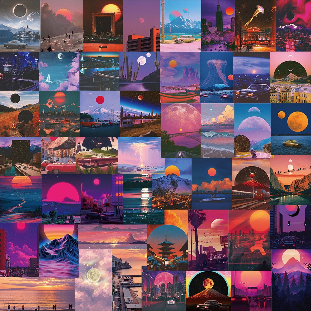 50pcs Sunset Landscape Stickers beautiful For Skateboard Guitar ...