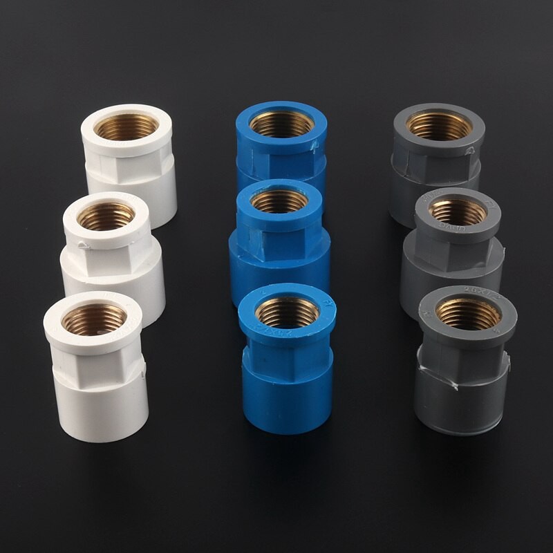2pcs 1/2, 3/4Inch PVC Reducing Straight Connector Brass Female Thread ...
