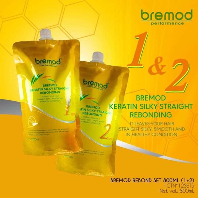 BREMOD KERATIN SILKY STRAIGHT REBONDING CREAM SET 1 & 2 (800 ml
