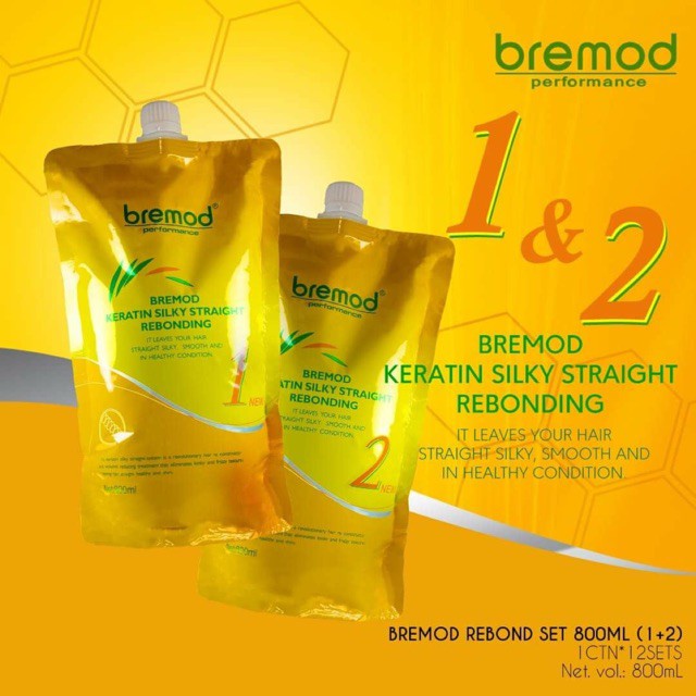 BREMOD KERATIN SILKY STRAIGHT REBONDING CREAM SET 1 & 2 (800 Ml ...