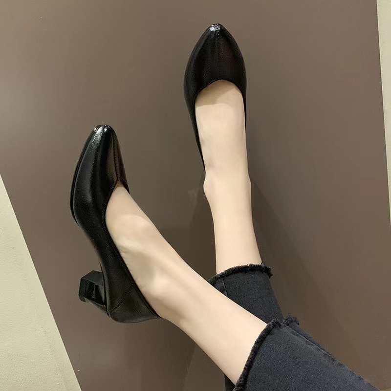 NEW high heels black shoes for office and school(add1 size) | Shopee ...