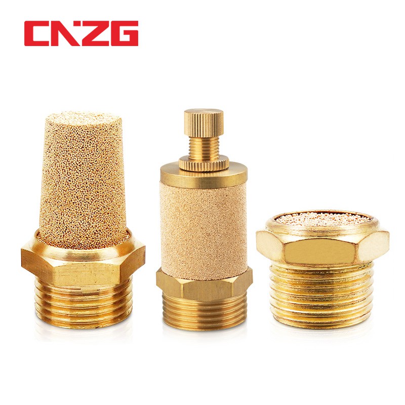 CNZG M5 Pneumatic Exhaust Muffler Hair Compressor Noise Filter Brass