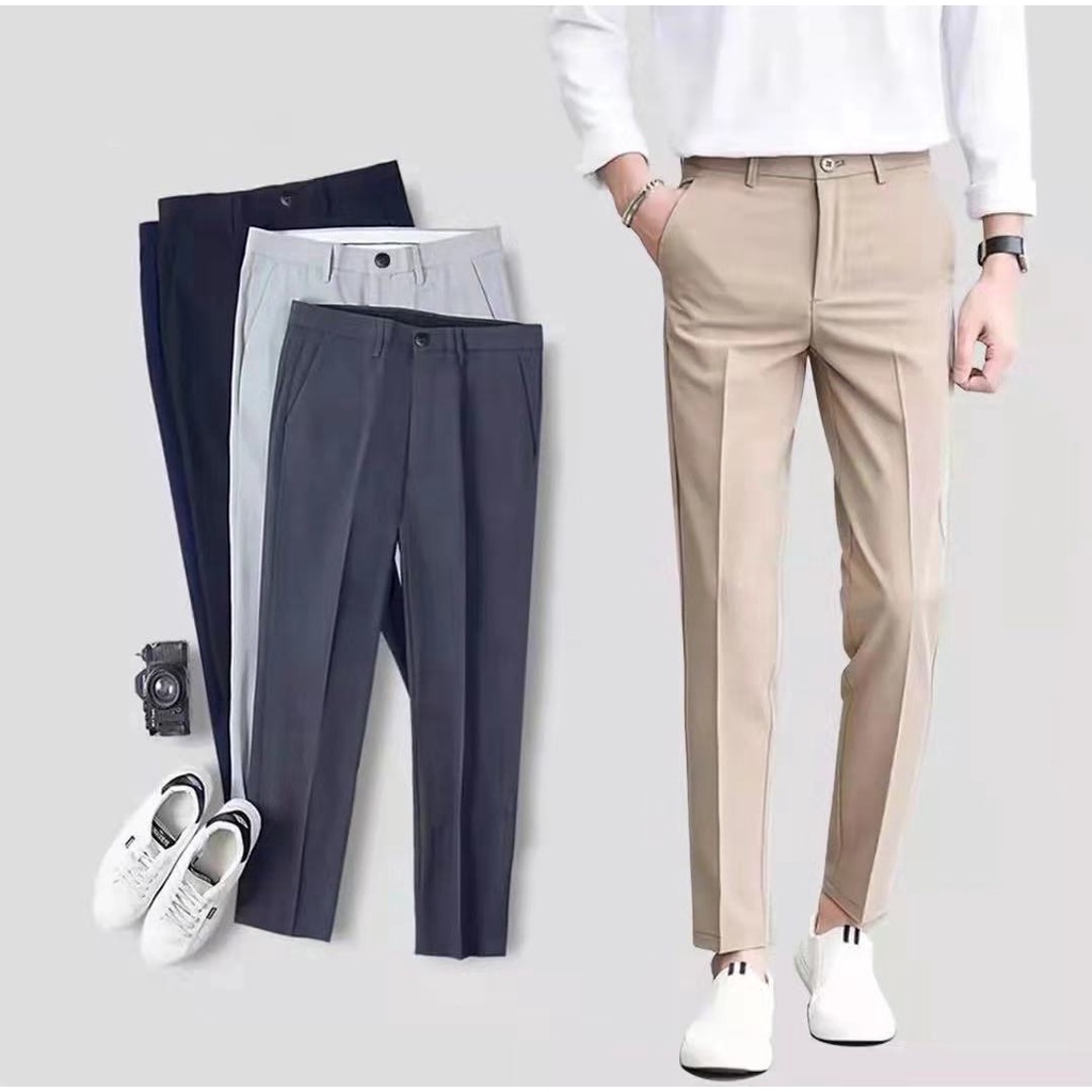 LSB# Trouser Pants for Men Above Ankle Korean Fashion Slacks 3 Colors ...