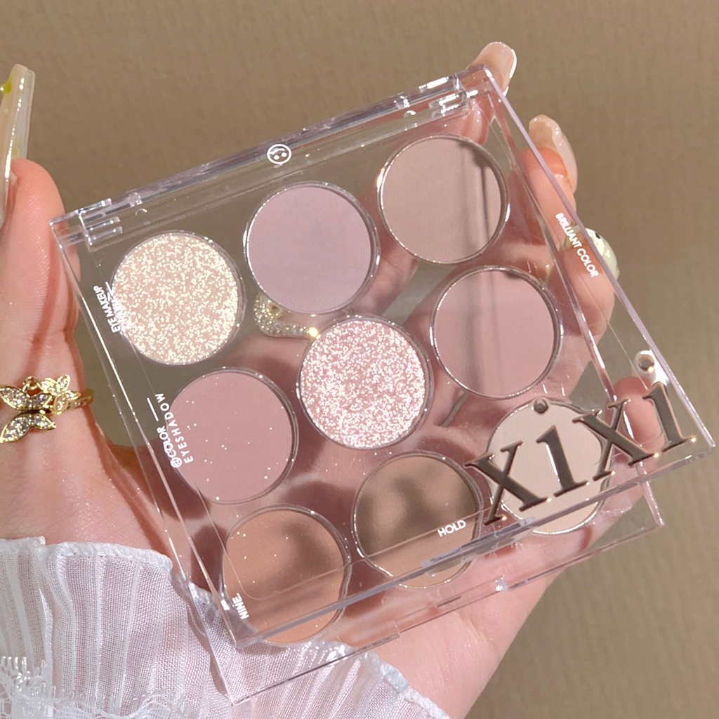 Xixi Transparent Relief 9 Colors Eyeshadow Palette Pearlescent Matte