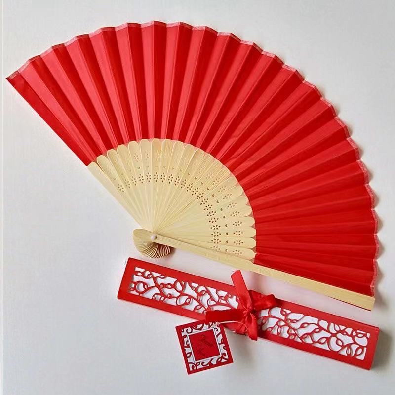 Silk Folding Fan Hand Fan with Decorative Box and Ribbon (Customize Not ...