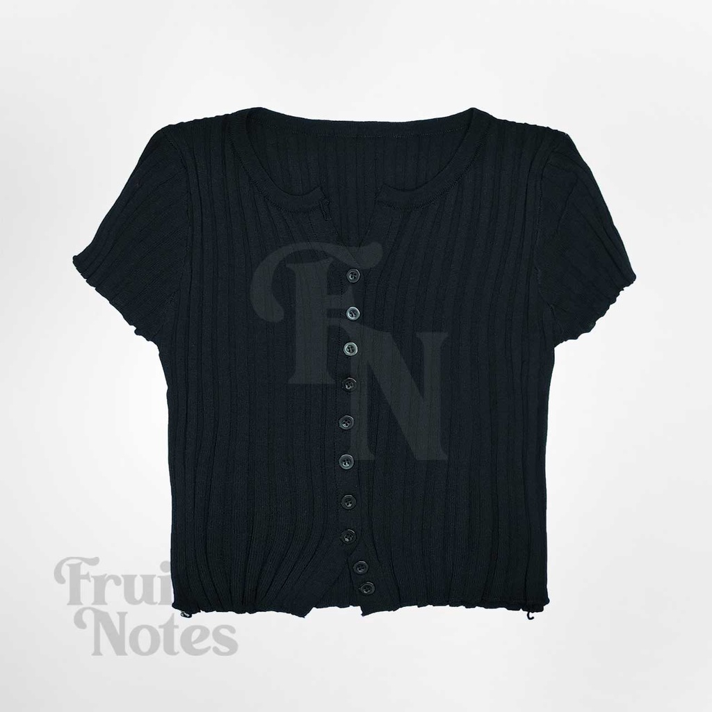 T110 Vneck Buttoned Down Stylish Fashion Knitted Crop Top Shopee