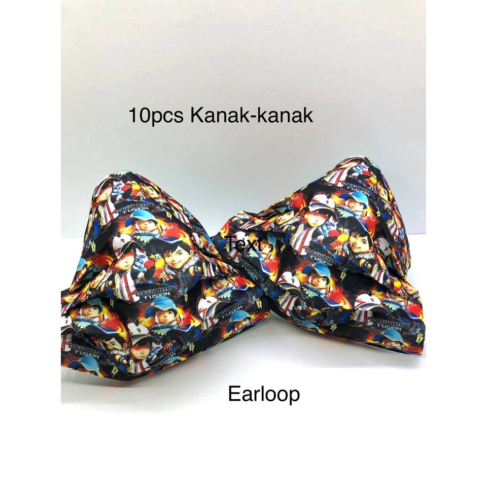 Boboiboy Facemask Pattern 10pcs/3-layer Earloop Pattern Disposable ...