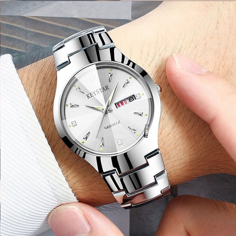 Special Women s Watch Tungsten Color Waterproof Luminous Double Calendar Non Mechanical Watch Couple Watch Shopee Philippines
