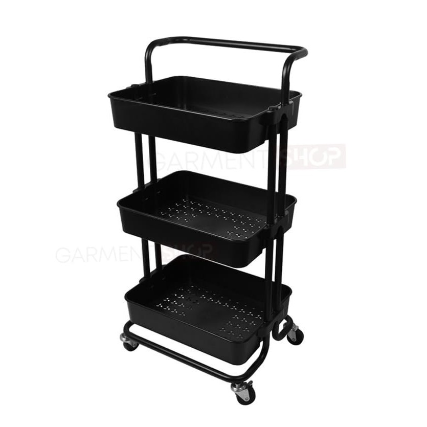 PUTIH HITAM 3-level Stacking trolley Rack The Latest Multipurpose Black ...