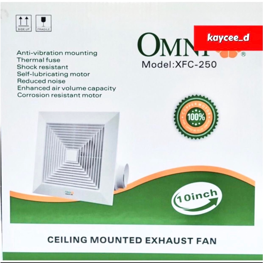 OMNI Ceiling Mounted Exhaust Fan 8", 10”, 12" XFC200, XFC250, XFC