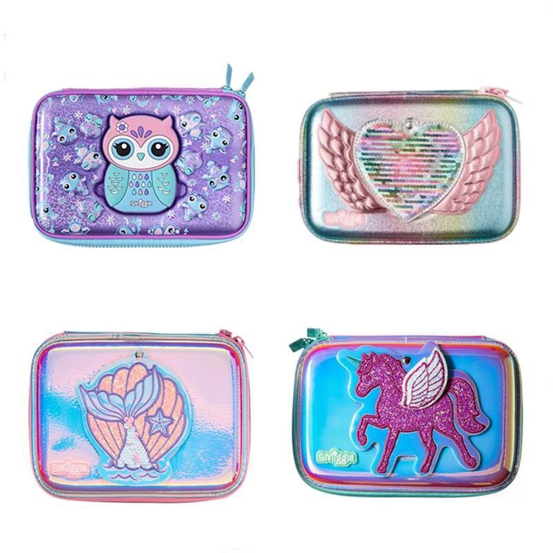 Smiggle Hardtop Pencil Cases Moving Mirror Unicorn Storage Box Owl Cute ...